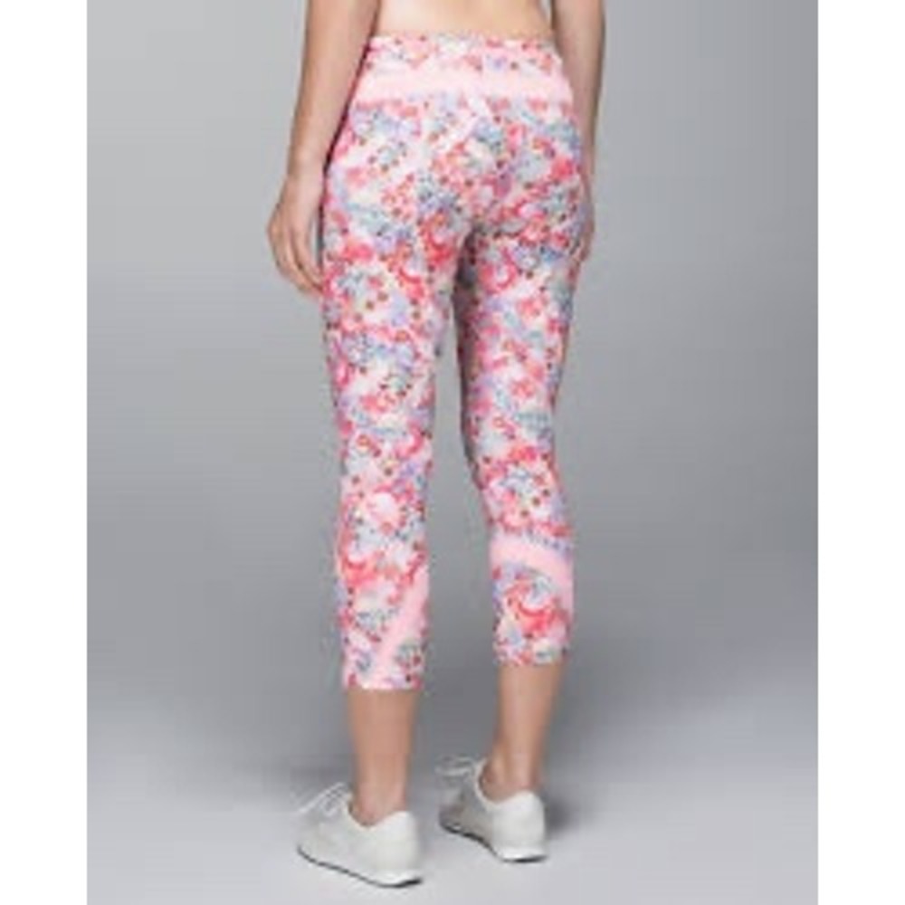 Lululemon Run Inspire Crop II Leggings Size 6 Floral Print Athletic Yoga Pants